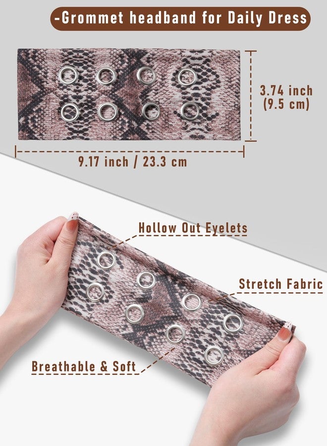 CHLINS 3 Pcs Punk Hollowed Out Eyelets Grunge Wide Headbands for Women Stretchy Metal Rock for Sports Casual Hair Bands Y2K Daily Hair Accessories - Image 2